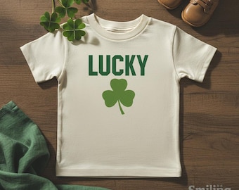Lucky Toddler T-Shirt for St. Patrick's Day, Shamrock Kids Shirt, Irish Clover Tee, St. Patty's Day, Retro St. Patrick's Day Toddler Shirt