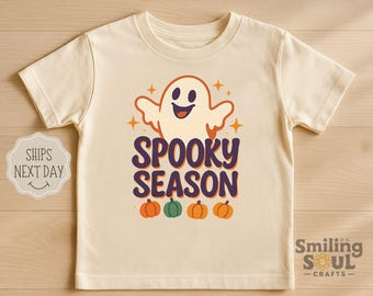 Spooky Season Toddler T Shirt Halloween Ghost Shirt Kids Pumpkin Tee Fall Retro Ghost T Shirt Cute Halloween Shirt for Boys Girls