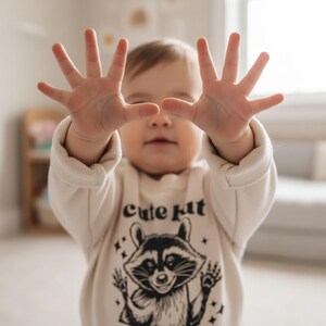 Cute But Feral Toddler Sweatshirt, Funny Raccoon Pullover, Retro Crewneck, Kids Meme Shirt, Cute Toddler Clothes, Natural Animal Graphic Tee image 2