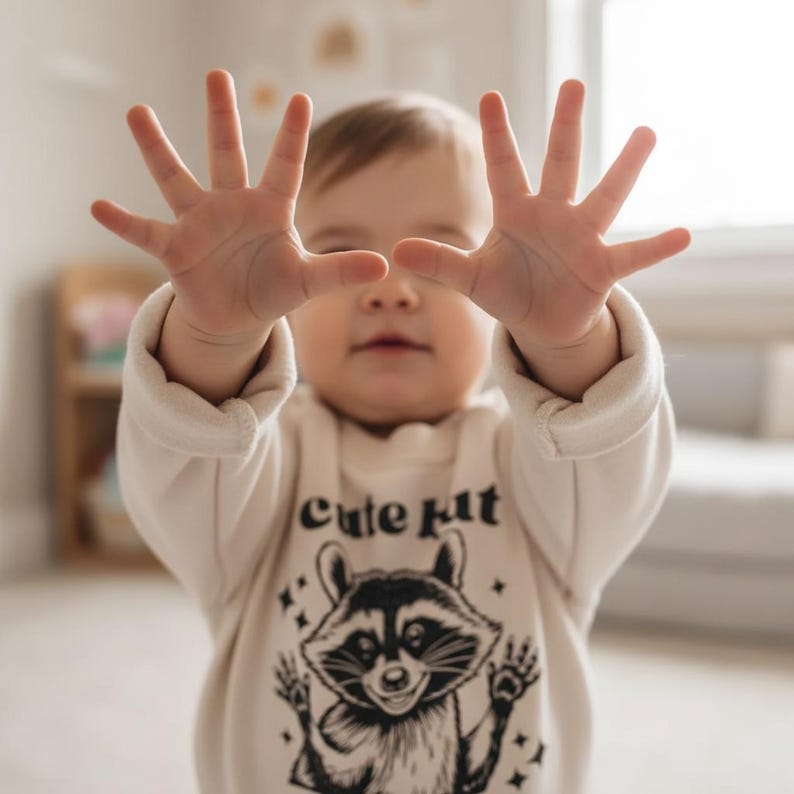 Cute But Feral Toddler Sweatshirt, Funny Raccoon Pullover, Retro Crewneck, Kids Meme Shirt, Cute Toddler Clothes, Natural Animal Graphic Tee image 2