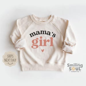Mama&#39;s Girl Toddler Sweatshirt, Cute Retro Crewneck Pullover, Mother&#39;s Day Gift for Toddler Girl, Natural Kids Sweatshirt, Vintage Style