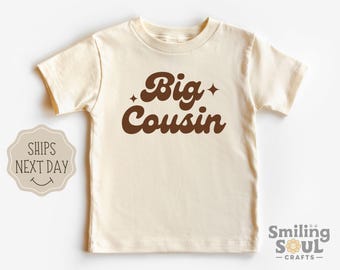 Big Cousin Toddler T-Shirt, Retro Cousin Matching Tee, Natural Kids Shirt, Big Cousin Gift, Pregnancy Reveal Cousin Shirt, Toddler Crew Neck
