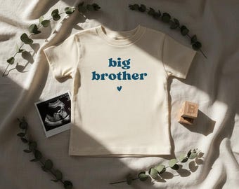 Big Brother Toddler T-Shirt for Baby Announcement Pregnancy Reveal Retro Kids Tee Natural Cotton Shirt for Boy