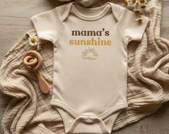 Mama's Sunshine Baby Bodysuit, Retro Baby Shower Gift, Natural Newborn Baby Clothes, Cute Infant Romper, Mother's Day Baby Outfit