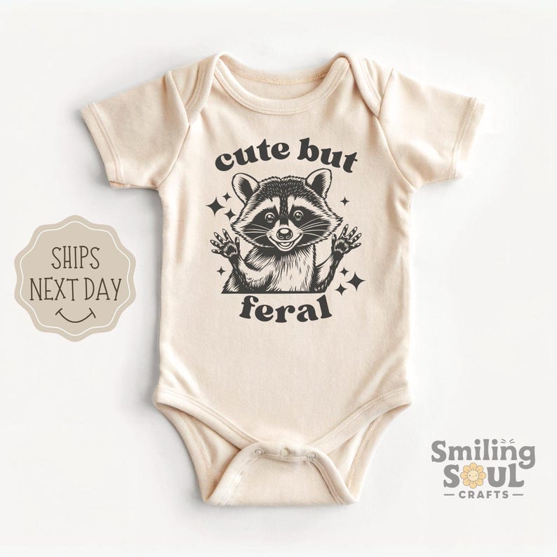 Cute But Feral Toddler Sweatshirt, Funny Raccoon Pullover, Retro Crewneck, Kids Meme Shirt, Cute Toddler Clothes, Natural Animal Graphic Tee