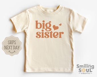 Camiseta de hermana mayor / Camiseta de anuncio de bebé / Conjunto para revelar el embarazo / Regalo para hermana mayor / Camiseta para hermanos para niñas / Camiseta para hermana pequeña