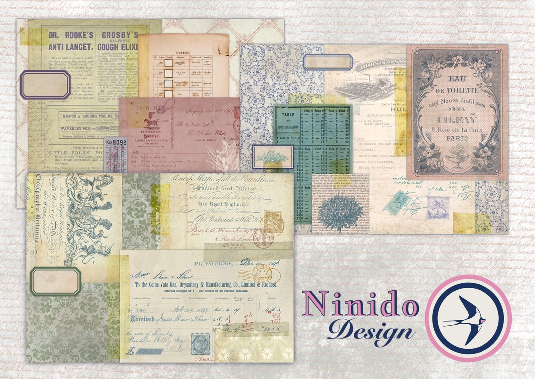 Memory Backing Paper Memory Papers 2 Ephemera Kit for Junk Journal Scrapbooking and ...