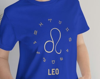獅子座の星座シャツ、誕生日プレゼント、ユニセックスコットンTシャツ