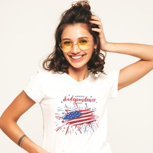 Happy 4th of July tshirt Independence day Tee Fireworks tee, Flag Tee