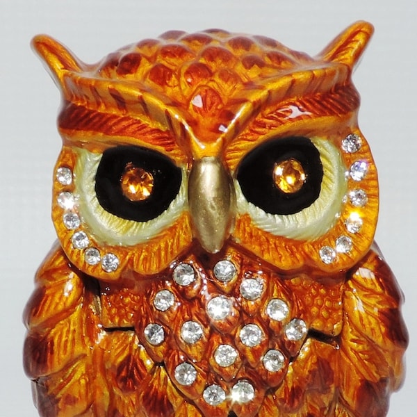 Amber Colored Owl  Trinket Box