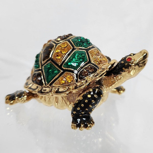 Turtle with Jeweled shell Trinket Box