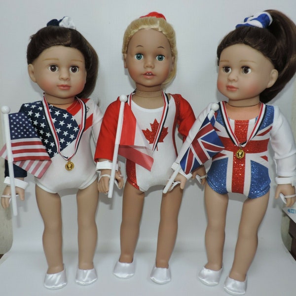 6 pc. Gymnastics Set - Great Britain or Canada | Fits Most 18" Girl Dolls | 18 Inch Doll Clothes