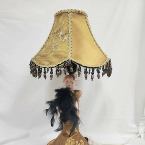 Hand Beaded Parlor Lamp with Porcelain Doll
