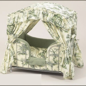 Lazy Paws Designer Canopy Pet Bed - Light Green Toile w/Silver Frame