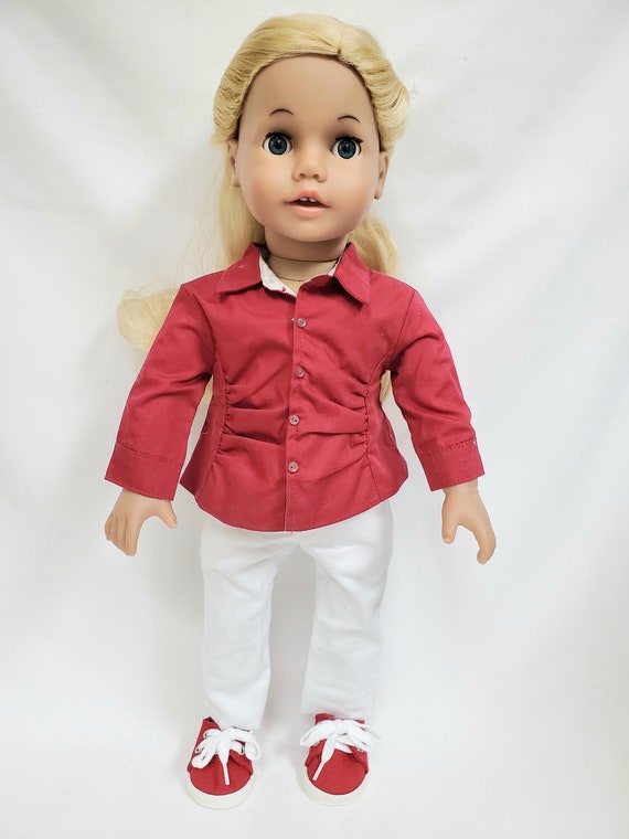 Red Blouse with White Pants | Fits Most 18" Girl Dolls | 18 Inch Doll Clothes