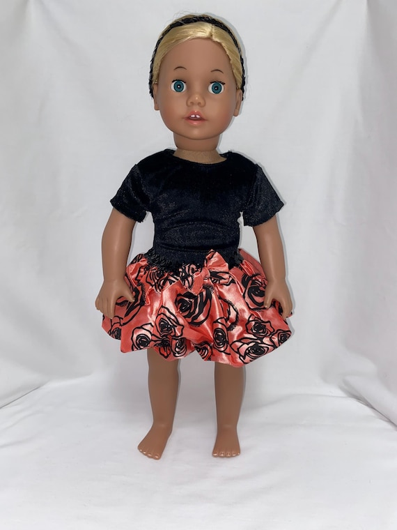 Satin Bubble Skirt with Velour Top and Sequin Headband | Fits Most 18" Dolls | 18 Inch Doll Clothes