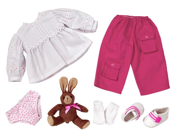 Daisy Trim Shirt with Magenta Pants Set | Fits Most 18" Girl Dolls | 18 Inch Doll Clothes