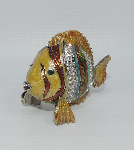 Yellow and Gold Reef Fish Trinket Box