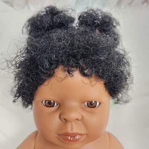 13.5 Tiny Baby Doll with Flannel Diaper Gender Neutral Doll White-Dark-Black-Asian Skin Tones Black - Girl Hair