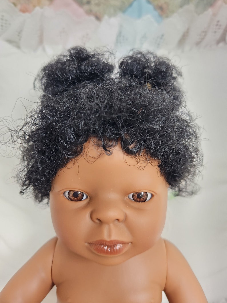 13.5 Tiny Baby Doll with Flannel Diaper Gender Neutral Doll White-Dark-Black-Asian Skin Tones Black - Girl Hair