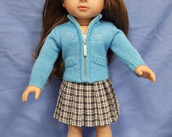 Plaid Skirt w/ Blue Sweater | Fits Most 18" Girl Dolls | 18 Inch Doll Clothes