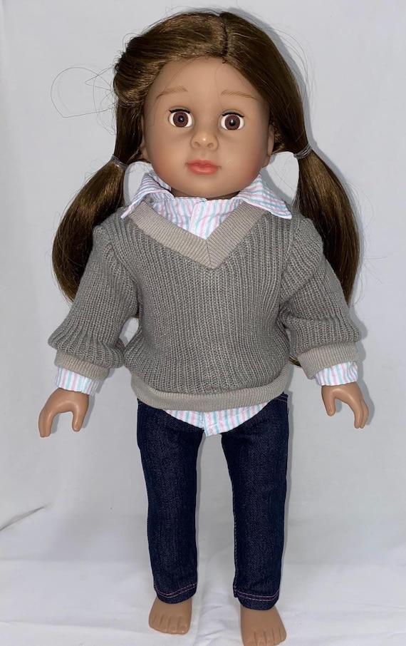 Grey Sweater and Jeans Set | Fits Most 18" Dolls | 18 Inch Doll Clothes