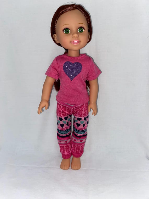14.5" Pink Glitter Heart Pants Set | 14.5" Doll Clothes | Fits 14.5 in Slim Body Dolls