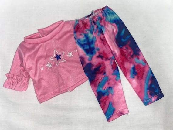 Pink Star Top with Tie-Dye Pants | Fits Most 18" Girl Dolls | 18 Inch Doll Clothes