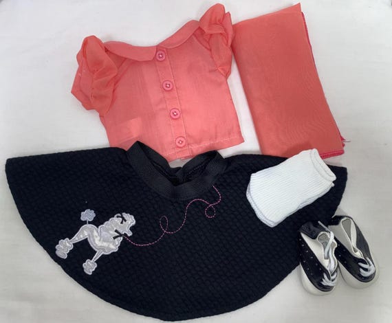 1950s Poodle Skirt Set with Shoes | Fits Most 18" Girl Dolls | 18 Inch Doll Clothes