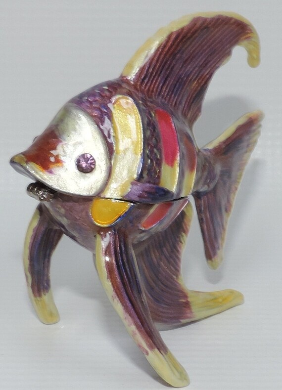 Purple and Yellow Angelfish Trinket Box