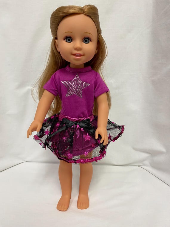 14.5" Magenta Rhinestone Star Skirt Set | 14.5" Doll Clothes | Fits 14.5 in Slim Body Dolls