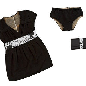 Black Dress with Print Waistband Set | Fits Most 18&quot; Girl Dolls | 18 Inch Doll Clothes