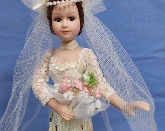 * vintage doll ୨୧ *  サテンベージュドレスの素敵な 女の子 15