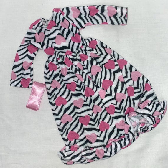 14.5" Zebra Hearts Print Nightgown  | 14.5" Doll Clothes | Fits 14.5" Slim Body Dolls