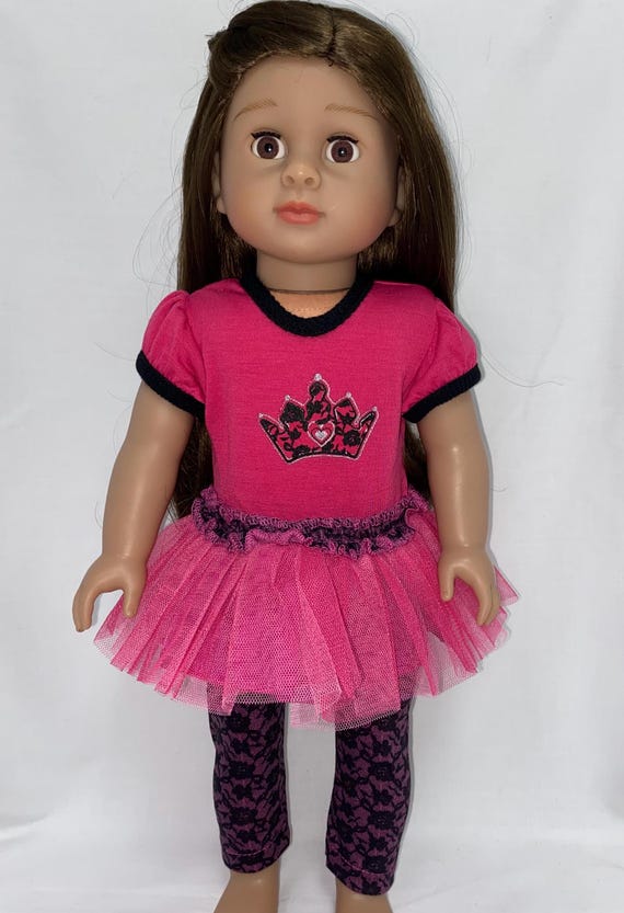 Hot Pink and Black Princess Pants Set  | Fits Most 18" Dolls | 18 Inch Doll Clothes
