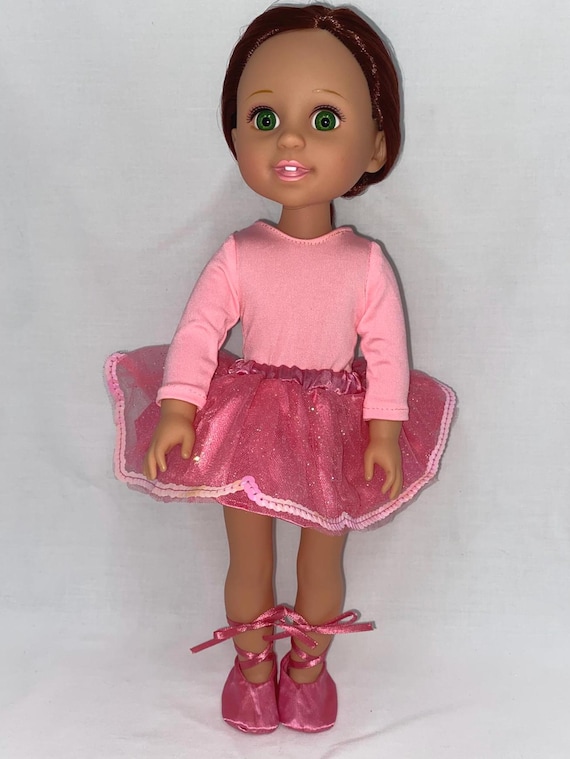 14.5" Pink or Green Sparkle Ballet Set with Ballet Shoes | Fits Most 14.5" Girl Dolls | 14.5 Inch Doll Clothes