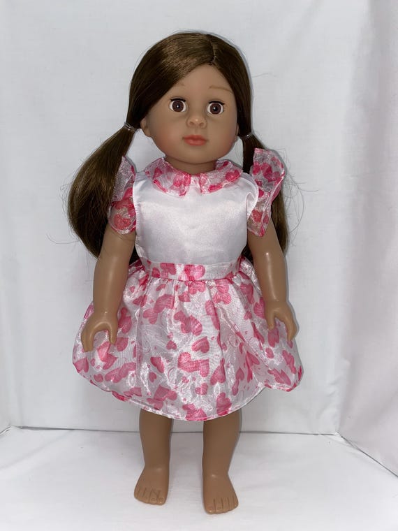 Pink and White Heart Print Dress  | Fits Most 18" Dolls | 18 Inch Doll Clothes