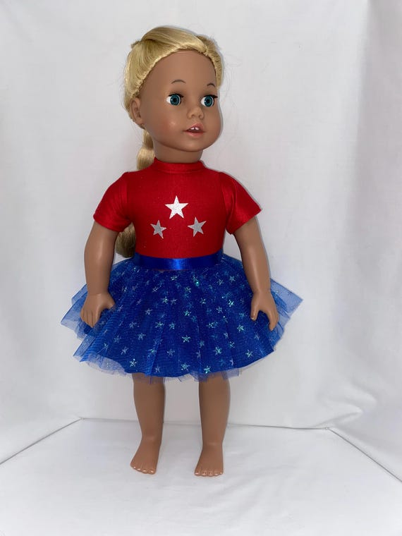 Red and Blue Star Tutu Dress | Fits Most 18" Dolls | 18 Inch Doll Clothes