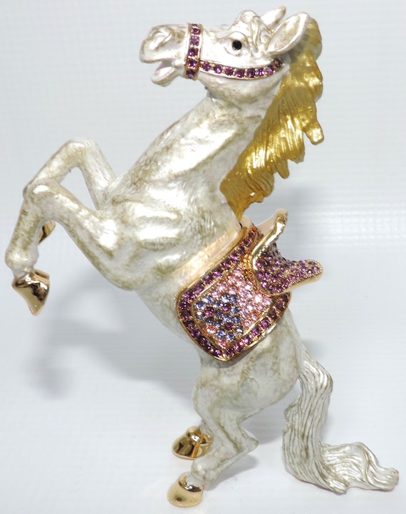 Horse with Jeweled Saddle Trinket Box