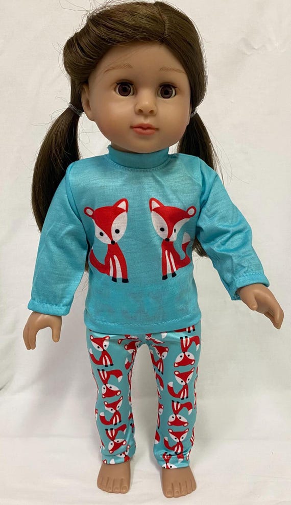 Aqua Fox Print Pants Set | Fits Most 18" Girl Dolls | 18 Inch Doll Clothes