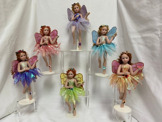 Set of 6 - 8" Porcelain Fairy Dolls with Stand
