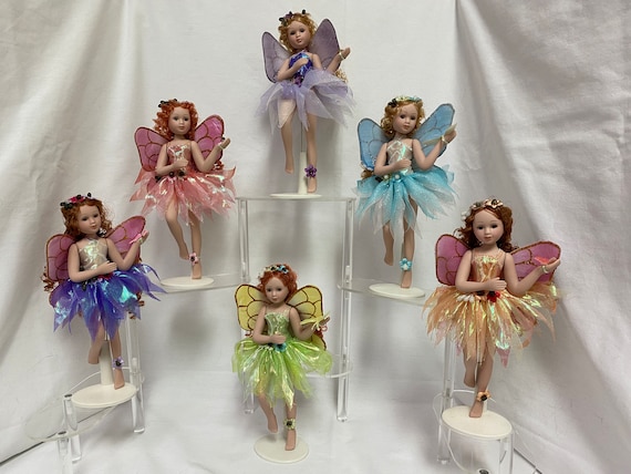 Set of 6 - 8" Porcelain Fairy Dolls with Stand