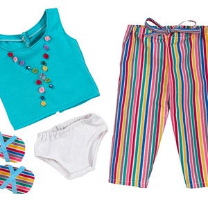 Aqua Stripe Loungewear| Fits Most 18&quot; Girl Dolls | 18 Inch Doll Clothes
