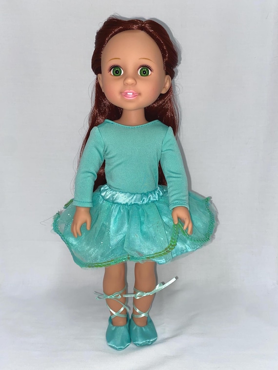 14.5" Green Sparkle Ballet Set with Ballet Shoes | Fits Most 14.5" Girl Dolls | 14.5 Inch Doll Clothes