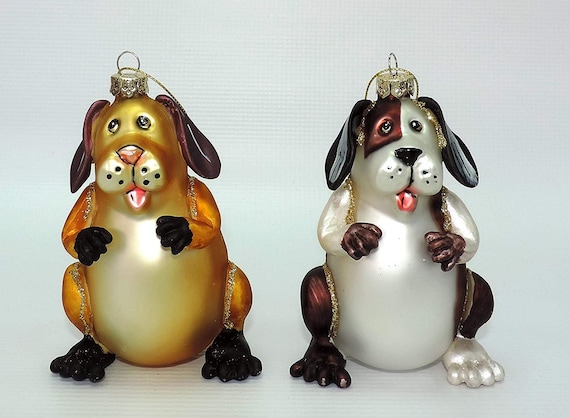 Glass Sitting Dog Ornaments - 2 pc. Assorted Set