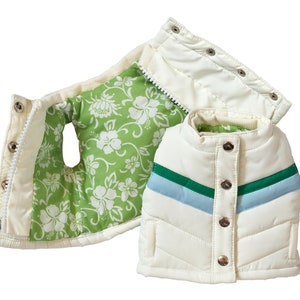 Ivory Puffer Vest with Floral Print Lining | (Minor Staining) PLEASE READ DESCRIPTION | Fits Most 18&quot; Dolls | 18 Inch Doll Clothes