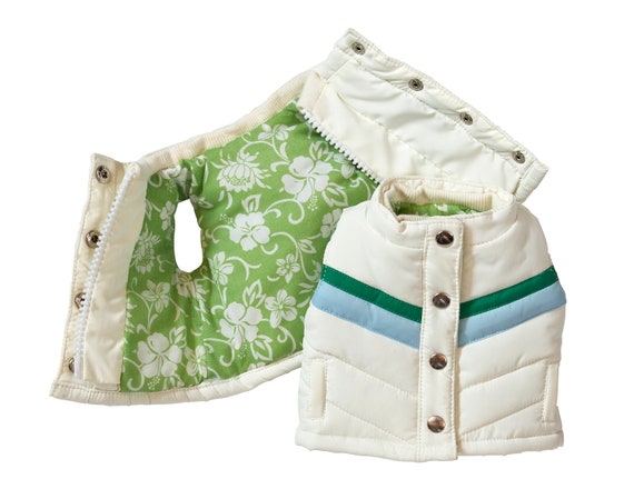 Ivory Puffer Vest with Floral Print Lining | (Minor Staining) PLEASE READ DESCRIPTION | Fits Most 18" Dolls | 18 Inch Doll Clothes