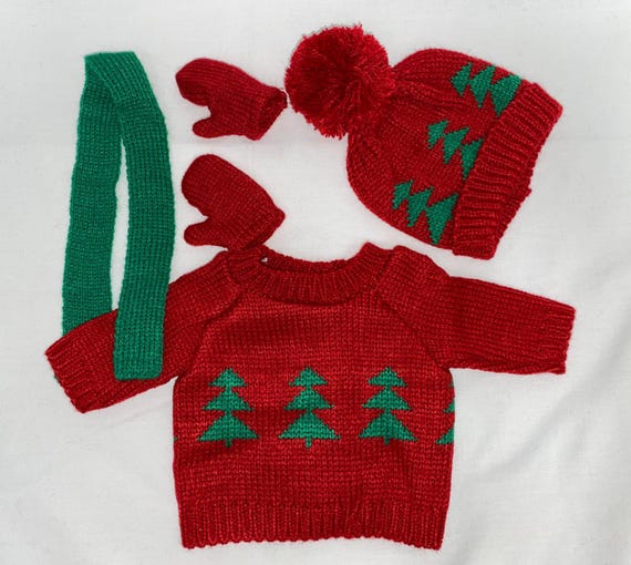 Red and Green Christmas Sweater Set with Leggings | Fits Most 18" Dolls | 18 Inch Doll Clothes