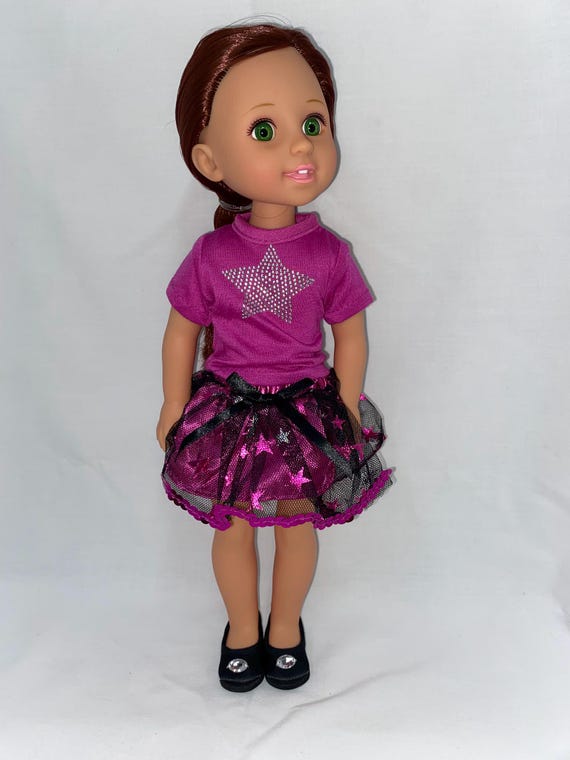 14.5" Magenta Rhinestone Star Skirt Set | 14.5" Doll Clothes | Fits 14.5 in Slim Body Dolls