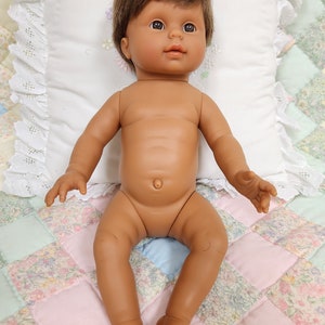 13.5 Tiny Baby Doll with Flannel Diaper Gender Neutral Doll White-Dark-Black-Asian Skin Tones image 2